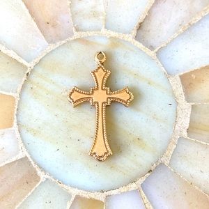 14K Antique Edwardian C1900 Rose Gold Cross Pendant 30mm